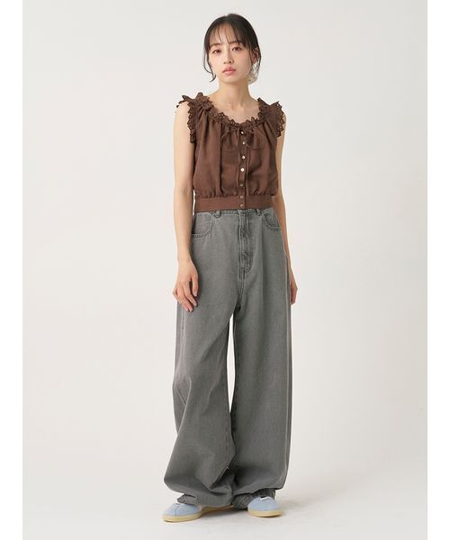 SNIDEL(スナイデル)の「クロップドコットンブラウス(シャツ/ブラウス・レディース・オフホワイト/ミント/ブラウン・F)」の12枚目の写真