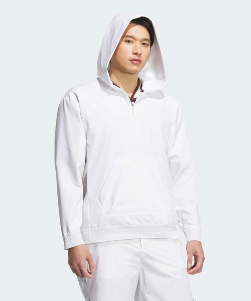 adidas（アディダス）の「ビヨンド ザ コース 撥水 リップストップ ハーフジップ 長袖フーディー【adidas Golf/アディダスゴルフ】（スウェット・メンズ・ホワイト・XX-LARGE/MEDIUM/SMALL/X-LARGE/X-SMALL/LARGE）」の7枚目の写真