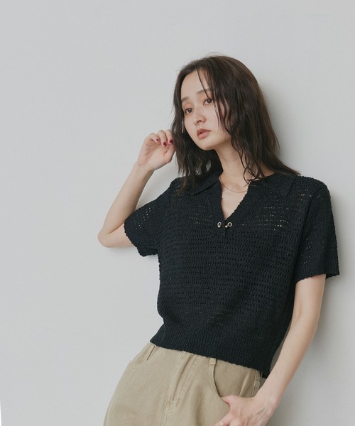 ad thie(アドティエ)の「モチーフ付きデザイン スキッパー ニット(ニット/セーター・レディース・ライトグレー/イエロー/ベージュ/ブラック・FREE)」の17枚目の写真