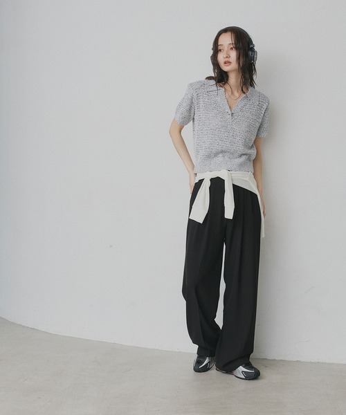 ad thie(アドティエ)の「モチーフ付きデザイン スキッパー ニット(ニット/セーター・レディース・ライトグレー/イエロー/ベージュ/ブラック・FREE)」の19枚目の写真