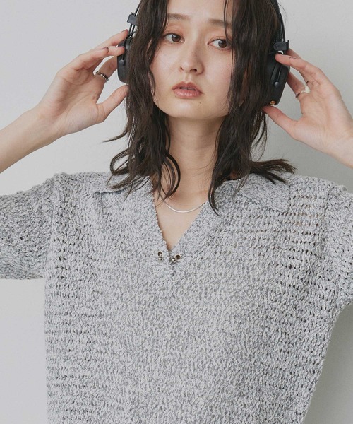 ad thie(アドティエ)の「モチーフ付きデザイン スキッパー ニット(ニット/セーター・レディース・ライトグレー/イエロー/ベージュ/ブラック・FREE)」の21枚目の写真