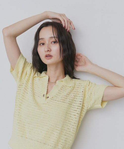 ad thie(アドティエ)の「モチーフ付きデザイン スキッパー ニット(ニット/セーター・レディース・ライトグレー/イエロー/ベージュ/ブラック・FREE)」の8枚目の写真