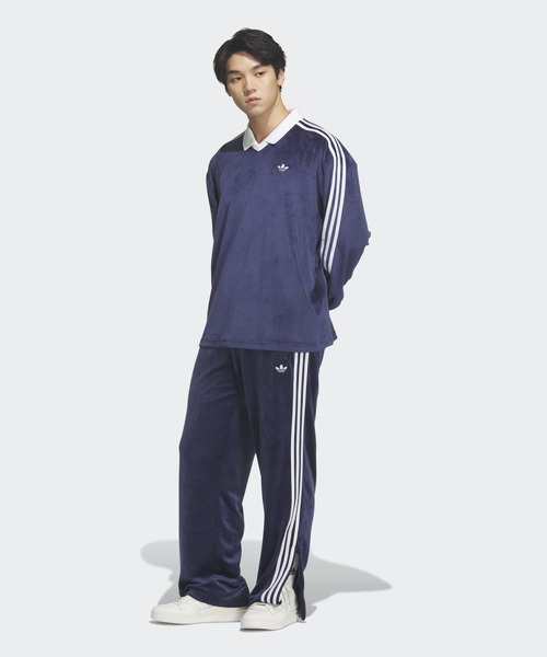 adidas(アディダス)の「ベロア長袖ポロシャツ / アディダスオリジナルス adidas Originals(ポロシャツ・メンズ・ブルー・X-LARGE/X-SMALL/XX-LARGE/XX-SMALL/3XL/LARGE/MEDIUM/SMALL)」の4枚目の写真