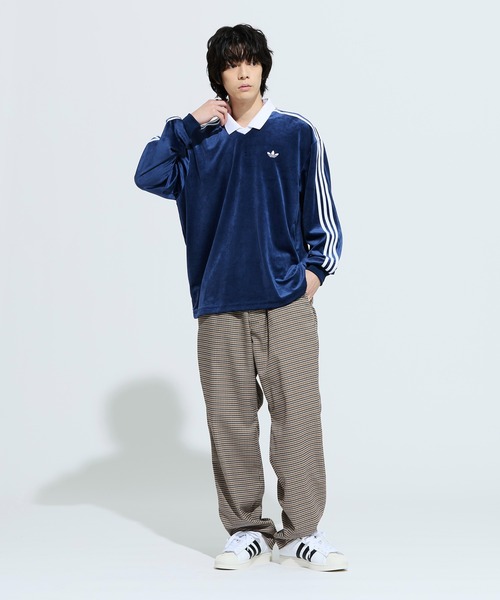 adidas(アディダス)の「ベロア長袖ポロシャツ / アディダスオリジナルス adidas Originals(ポロシャツ・メンズ・ブルー・X-LARGE/X-SMALL/XX-LARGE/XX-SMALL/3XL/LARGE/MEDIUM/SMALL)」の5枚目の写真