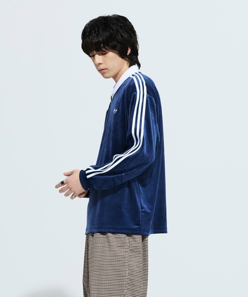 adidas(アディダス)の「ベロア長袖ポロシャツ / アディダスオリジナルス adidas Originals(ポロシャツ・メンズ・ブルー・X-LARGE/X-SMALL/XX-LARGE/XX-SMALL/3XL/LARGE/MEDIUM/SMALL)」の6枚目の写真