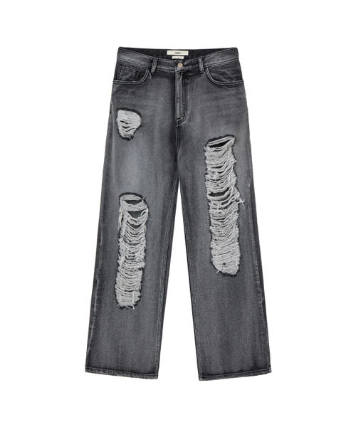 DEINET(ダイニット)の「DESTROYED DENIM PANTS IN BLACK(デニムパンツ・レディース・その他・S/M)」の1枚目の写真