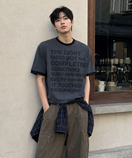 PIECEMAKER(ピースメーカー)の「レタリングリングセミクロップ半袖Tシャツ(チャコール)(Tシャツ/カットソー・レディース・その他・MEDIUM/LARGE)」の1枚目の写真