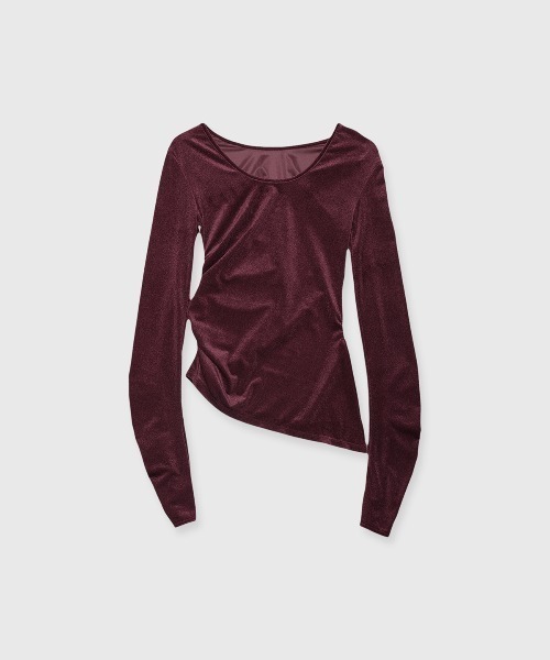 JOSE MOON(ジョゼムーン)の「SHEER VELOUR 2WAY TOPS/シアーベロア2WAYトップス(Tシャツ/カットソー・レディース・ブラック/ホワイト/バーガンディー/グリーン系その他/ピンク・FREE)」の5枚目の写真