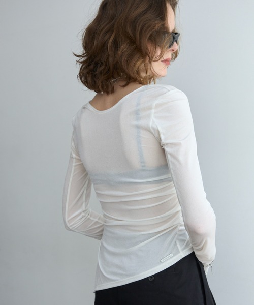 JOSE MOON(ジョゼムーン)の「SHEER VELOUR 2WAY TOPS/シアーベロア2WAYトップス(Tシャツ/カットソー・レディース・ブラック/ホワイト/バーガンディー/グリーン系その他/ピンク・FREE)」の18枚目の写真