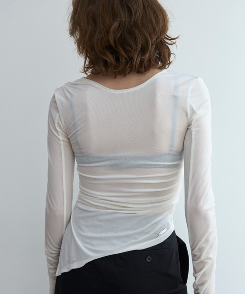 JOSE MOON(ジョゼムーン)の「SHEER VELOUR 2WAY TOPS/シアーベロア2WAYトップス(Tシャツ/カットソー・レディース・ブラック/ホワイト/バーガンディー/グリーン系その他/ピンク・FREE)」の19枚目の写真