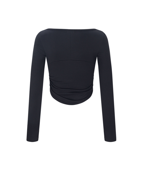 PLEASENOFOLLOW（プリーズノーフォロー）の「Amanda Shirring Long Sleeve Top (Black)（Tシャツ/カットソー・レディース・その他・FREE）」の3枚目の写真
