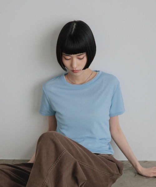LOWRYS FARM(ローリーズファーム)の「ナイロンシアーTEE 1063358(Tシャツ/カットソー・レディース・ネイビー/ライトブルー/ゴールド系その他/オフホワイト・FREE)」の8枚目の写真