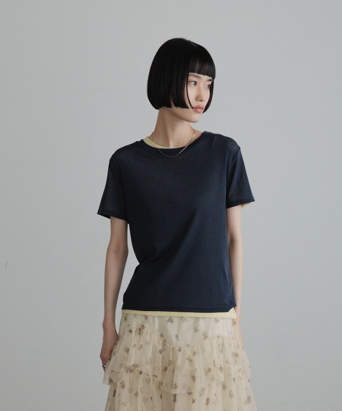 LOWRYS FARM(ローリーズファーム)の「ナイロンシアーTEE 1063358(Tシャツ/カットソー・レディース・ネイビー/ライトブルー/ゴールド系その他/オフホワイト・FREE)」の11枚目の写真