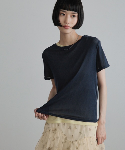 LOWRYS FARM(ローリーズファーム)の「ナイロンシアーTEE 1063358(Tシャツ/カットソー・レディース・ネイビー/ライトブルー/ゴールド系その他/オフホワイト・FREE)」の12枚目の写真