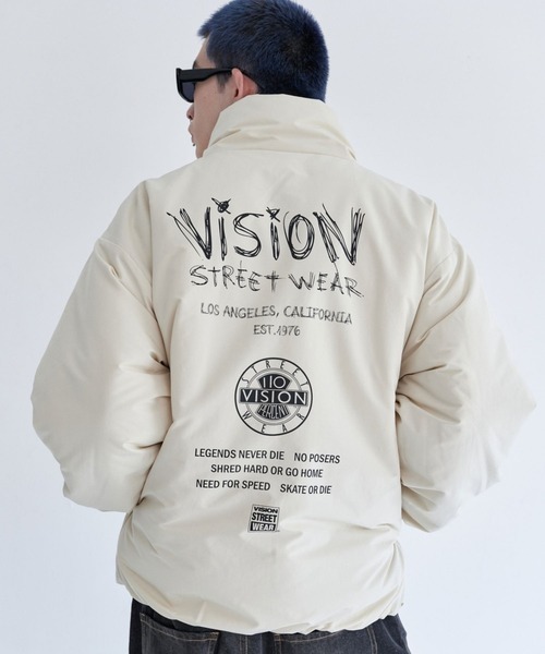 VISION STREET WEAR(ヴィジョンストリートウェア)の「Stand neck padded jacket / スタンドネック中綿ジャケット(ブルゾン・メンズ・カーキ/アイボリー/ブラック・MEDIUM/LARGE/X-LARGE)」の1枚目の写真