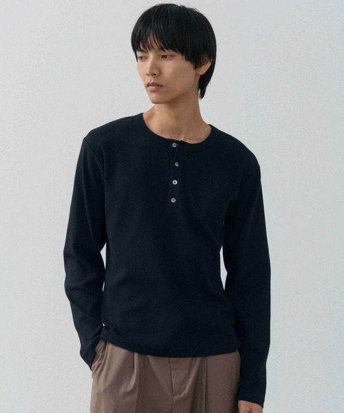 LURAKU(�����N)�́yLURAKU�zRib Henry Neck Long Sleeve Tee / ���u�w�����[�l�b�N�����O�X���[�uT�V���c(T�V���c/�J�b�g�\�[)
