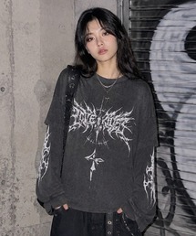 LOVE KILLER（ラブキラー）の「A'GEM/9 × .kom 『LOVE KILLER/ラブ キラー』カオスロゴレイヤードロングスリーブ（Tシャツ/カットソー）」