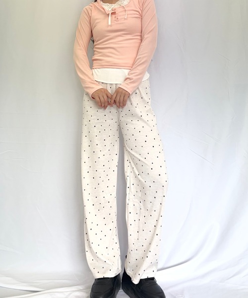 Alite cloth（アリーテクロス）の「ドットスウェットパンツ（スウェットパンツ・レディース・アイボリー/ダークグレー/ブラック/ライトグレー・F）」の9枚目の写真