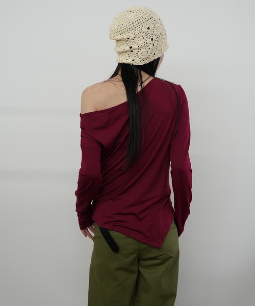 Kotoe（コトエ）の「オフショル アシメドレープカットソー（Tシャツ/カットソー・レディース・ワイン/ホワイト/ブラック・FREE）」の9枚目の写真