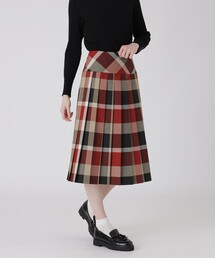 クレストブリッジチェックポリエステルビエラプリーツスカート