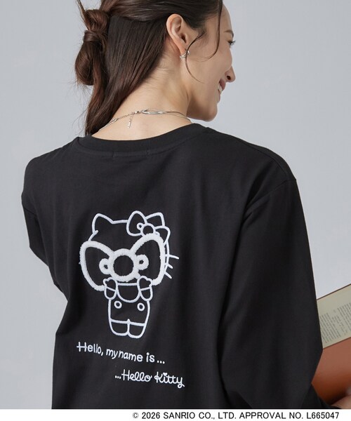 sanrio(サンリオ)の「【HELLO KITTYコラボ】刺繍ロンT(Tシャツ/カットソー・レディース・チャコールグレー/ブラック系/ホワイト系1/ワイン系1・01/02/03/04)」の2枚目の写真