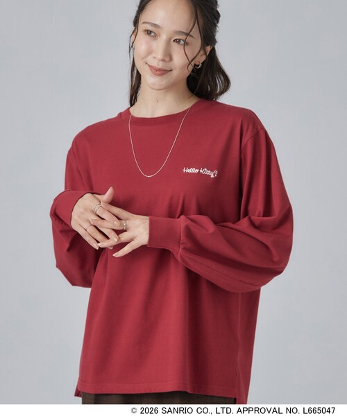 sanrio(サンリオ)の「【HELLO KITTYコラボ】刺繍ロンT(Tシャツ/カットソー・レディース・チャコールグレー/ブラック系/ホワイト系1/ワイン系1・01/02/03/04)」の4枚目の写真