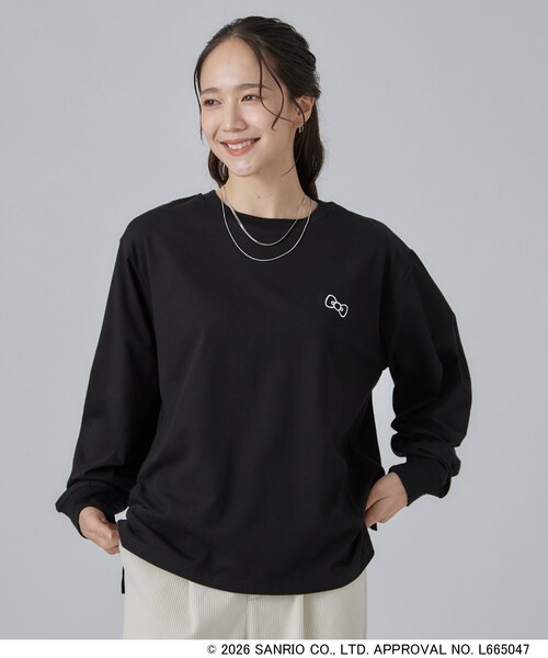 sanrio(サンリオ)の「【HELLO KITTYコラボ】刺繍ロンT(Tシャツ/カットソー・レディース・チャコールグレー/ブラック系/ホワイト系1/ワイン系1・01/02/03/04)」の9枚目の写真