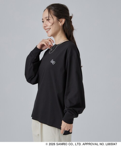 sanrio(サンリオ)の「【HELLO KITTYコラボ】刺繍ロンT(Tシャツ/カットソー・レディース・チャコールグレー/ブラック系/ホワイト系1/ワイン系1・01/02/03/04)」の10枚目の写真