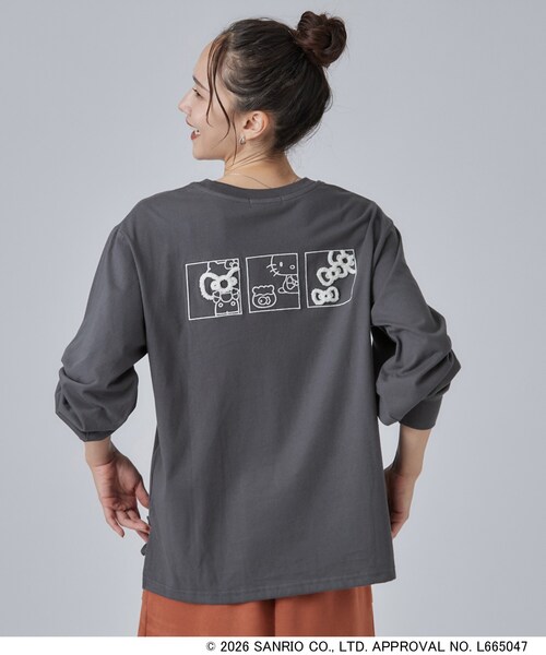 sanrio(サンリオ)の「【HELLO KITTYコラボ】刺繍ロンT(Tシャツ/カットソー・レディース・チャコールグレー/ブラック系/ホワイト系1/ワイン系1・01/02/03/04)」の14枚目の写真