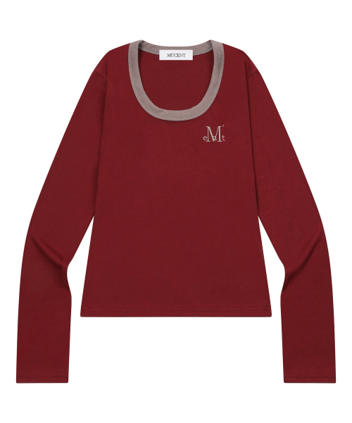 MUCENT（ムセント）の「ペリング ミディ丈 リンガー配色 長袖Tシャツ (4カラー)（Tシャツ/カットソー・レディース・スカイブルー/エメラルドブルー/ブラック/レッド・FREE）」の16枚目の写真
