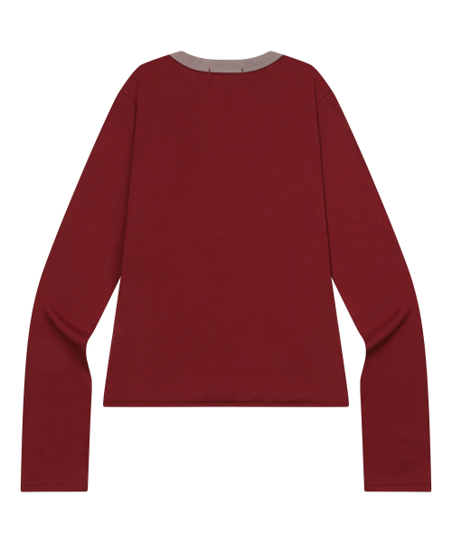 MUCENT（ムセント）の「ペリング ミディ丈 リンガー配色 長袖Tシャツ (4カラー)（Tシャツ/カットソー・レディース・スカイブルー/エメラルドブルー/ブラック/レッド・FREE）」の17枚目の写真