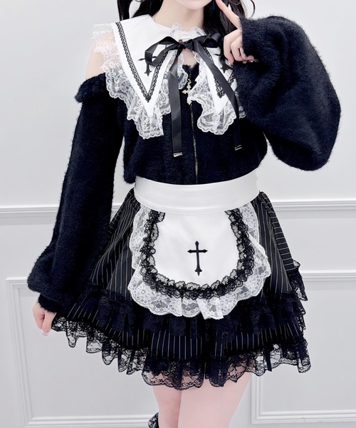 MA*RS(アメーバーマーズ)の「クロス刺繍襟ニット(ニット/セーター・レディース・ホワイト/ブラック/グレー・FREE)」の1枚目の写真
