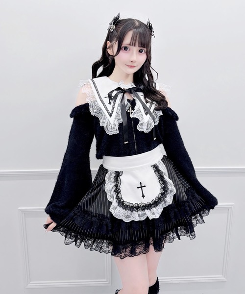 MA*RS(アメーバーマーズ)の「クロス刺繍襟ニット(ニット/セーター・レディース・ホワイト/ブラック/グレー・FREE)」の5枚目の写真