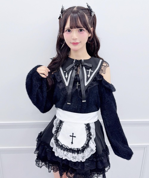 MA*RS(アメーバーマーズ)の「クロス刺繍襟ニット(ニット/セーター・レディース・ホワイト/ブラック/グレー・FREE)」の8枚目の写真