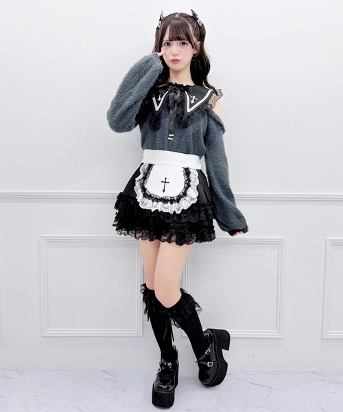 MA*RS(アメーバーマーズ)の「クロス刺繍襟ニット(ニット/セーター・レディース・ホワイト/ブラック/グレー・FREE)」の14枚目の写真