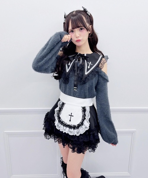 MA*RS(アメーバーマーズ)の「クロス刺繍襟ニット(ニット/セーター・レディース・ホワイト/ブラック/グレー・FREE)」の12枚目の写真