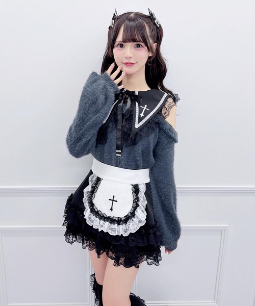MA*RS(アメーバーマーズ)の「クロス刺繍襟ニット(ニット/セーター・レディース・ホワイト/ブラック/グレー・FREE)」の13枚目の写真