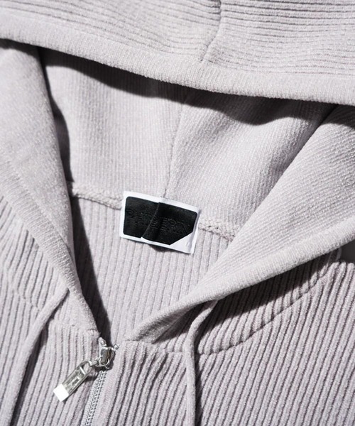 PHINGERIN（フィンガリン）の「CORDY KNIT ZIP HOODIE（パーカー・メンズ・グレー/ブラック・LARGE/MEDIUM）」の4枚目の写真