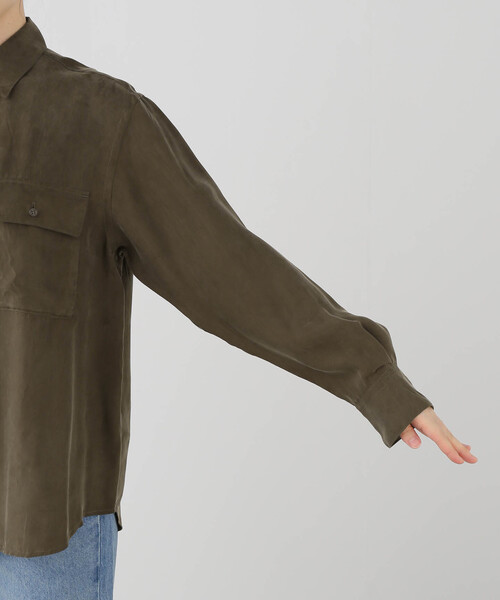 OUTDOOR PRODUCTS(アウトドアプロダクツ)の「フラップポケットサファリシャツ セットアップ対応(シャツ/ブラウス・レディース・ブラック/チョコ・FREE)」の15枚目の写真