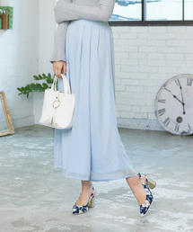 ウエストタックシフォンワイドフレアパンツ