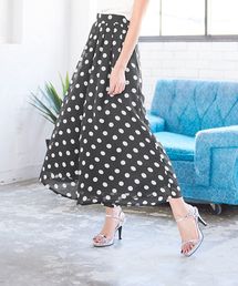ウエストタックシフォンワイドフレアパンツ