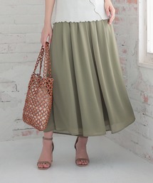 ウエストタックシフォンワイドフレアパンツ
