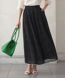 KOBE LETTUCE | [無地/小花柄/ドット柄]ウエストタックシフォンワイドフレアパンツ(その他パンツ)