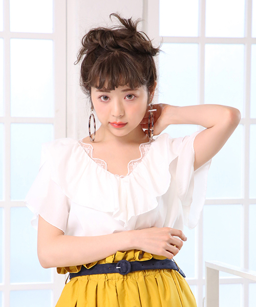 one after another NICE CLAUP（ワンアフターアナザーナイスクラップ）の「ゆらひらブラウス（シャツ/ブラウス・レディース・ブラック/オフホワイト/ラベンダー/チェック/パープル系その他・FREE）」の2枚目の写真