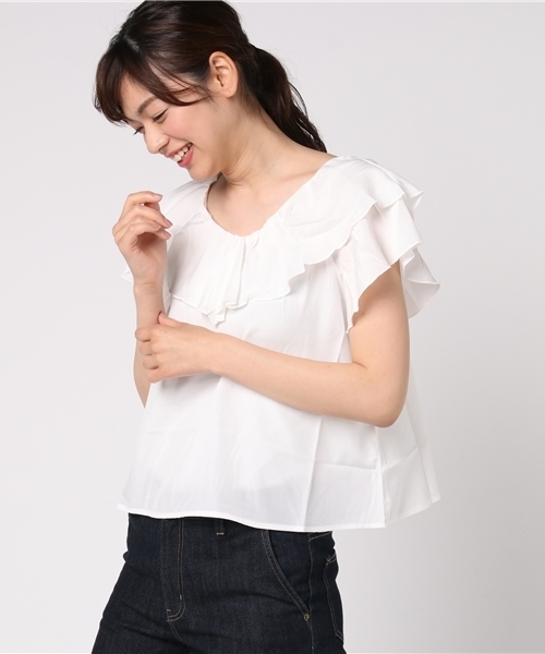 one after another NICE CLAUP（ワンアフターアナザーナイスクラップ）の「ゆらひらブラウス（シャツ/ブラウス・レディース・ブラック/オフホワイト/ラベンダー/チェック/パープル系その他・FREE）」の13枚目の写真