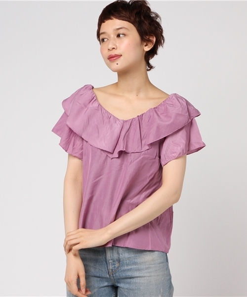 one after another NICE CLAUP（ワンアフターアナザーナイスクラップ）の「ゆらひらブラウス（シャツ/ブラウス・レディース・ブラック/オフホワイト/ラベンダー/チェック/パープル系その他・FREE）」の16枚目の写真