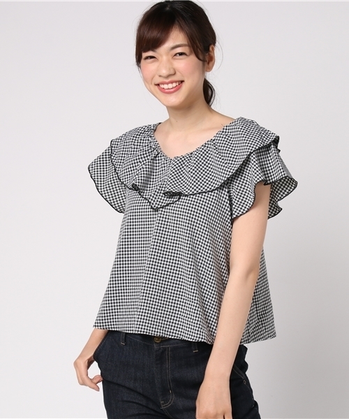 one after another NICE CLAUP（ワンアフターアナザーナイスクラップ）の「ゆらひらブラウス（シャツ/ブラウス・レディース・ブラック/オフホワイト/ラベンダー/チェック/パープル系その他・FREE）」の17枚目の写真