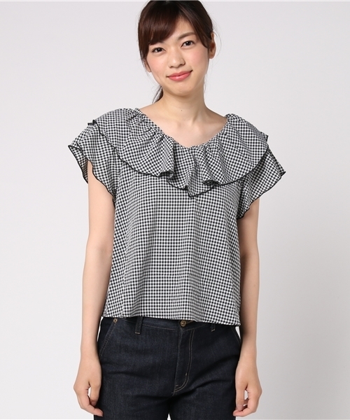 one after another NICE CLAUP（ワンアフターアナザーナイスクラップ）の「ゆらひらブラウス（シャツ/ブラウス・レディース・ブラック/オフホワイト/ラベンダー/チェック/パープル系その他・FREE）」の6枚目の写真