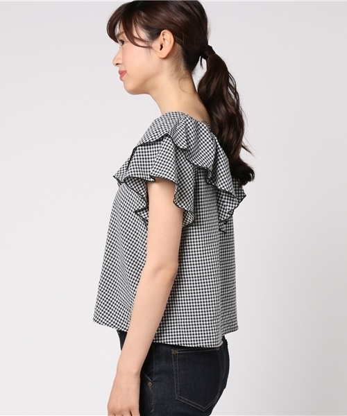 one after another NICE CLAUP（ワンアフターアナザーナイスクラップ）の「ゆらひらブラウス（シャツ/ブラウス・レディース・ブラック/オフホワイト/ラベンダー/チェック/パープル系その他・FREE）」の7枚目の写真