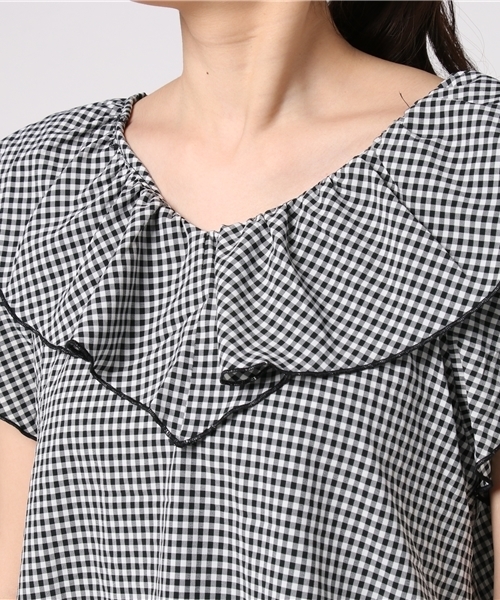 one after another NICE CLAUP（ワンアフターアナザーナイスクラップ）の「ゆらひらブラウス（シャツ/ブラウス・レディース・ブラック/オフホワイト/ラベンダー/チェック/パープル系その他・FREE）」の9枚目の写真